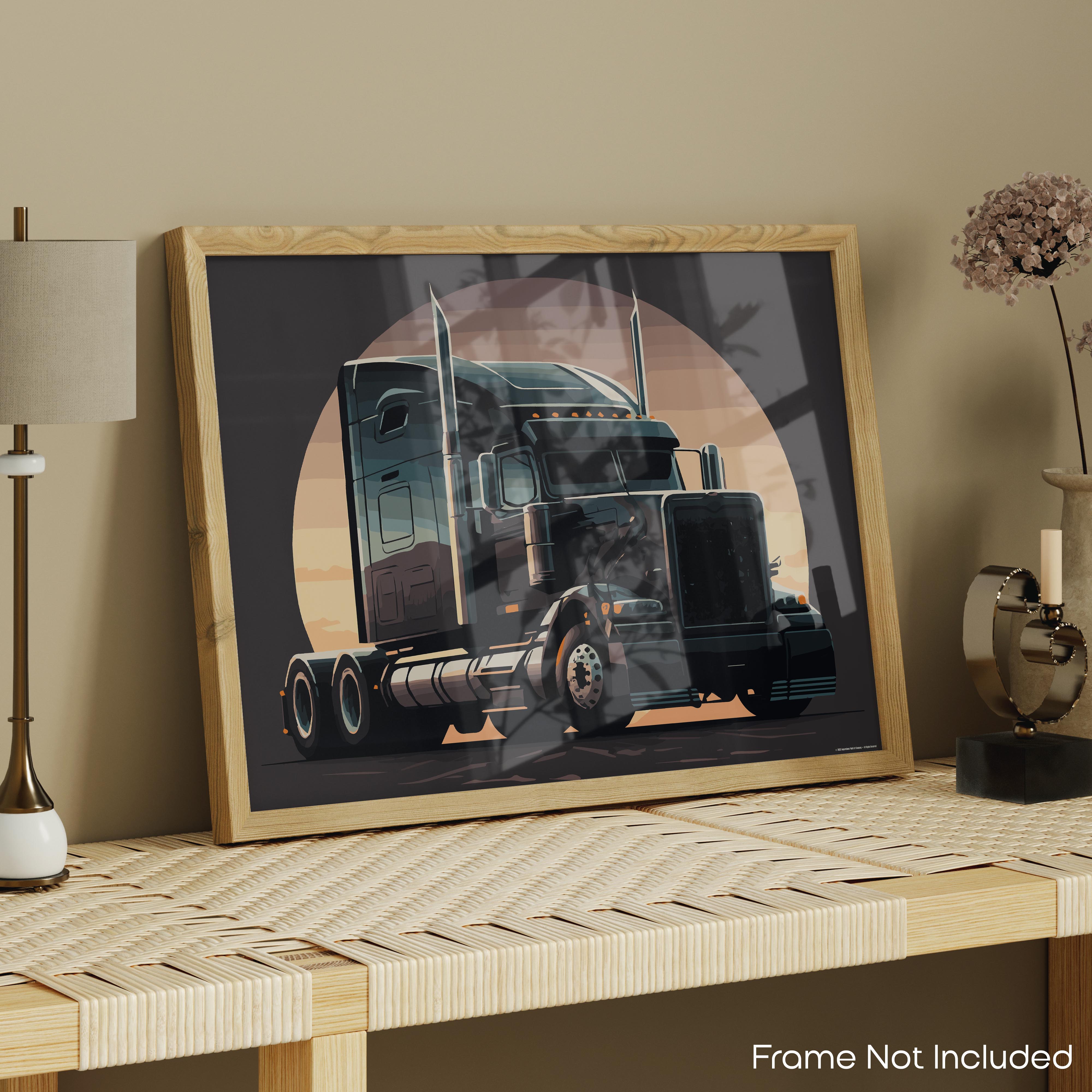 Black - Semi Truck Poster