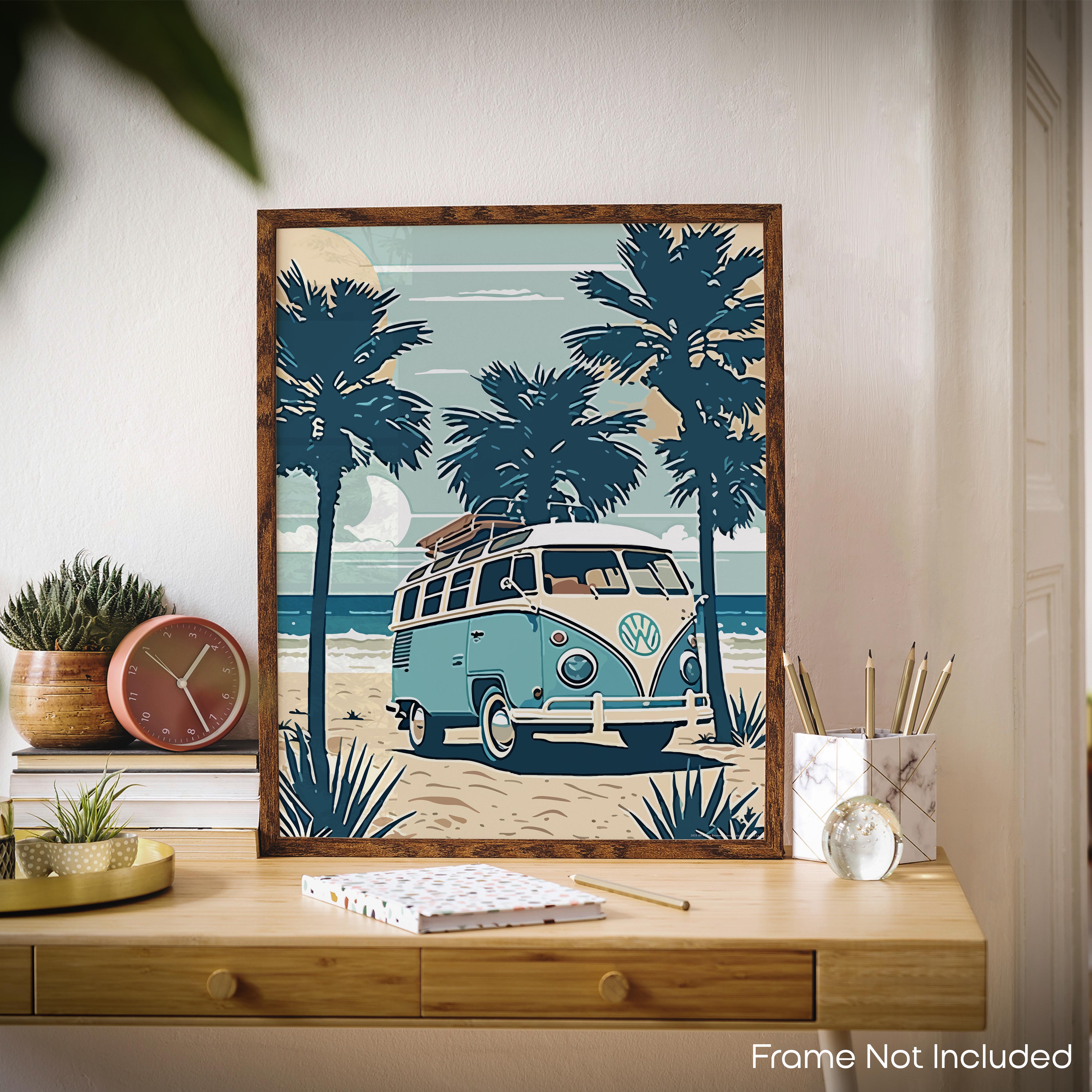 Blue VW Van - Volkswagen Poster