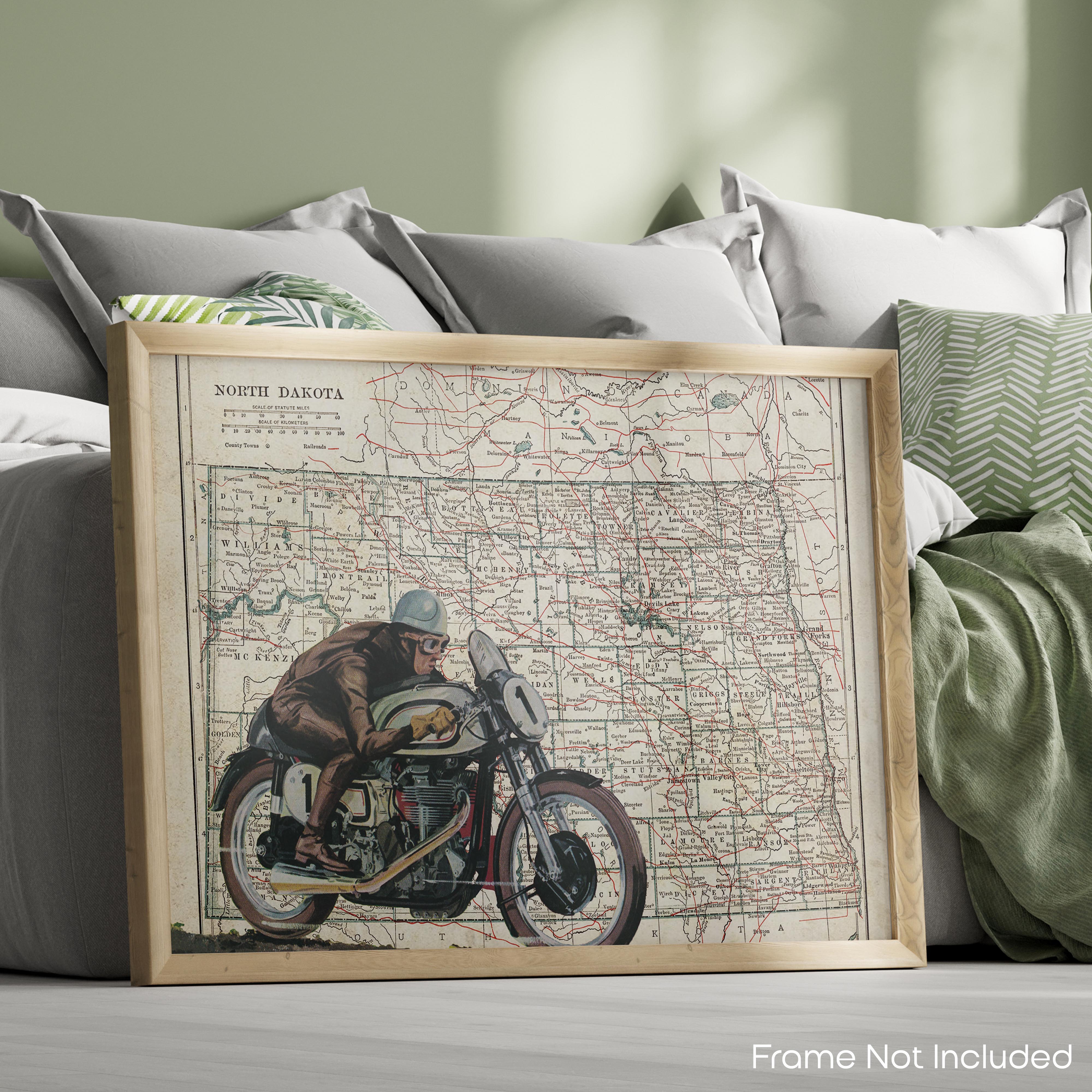 North Dakota - Motorcycle Poster