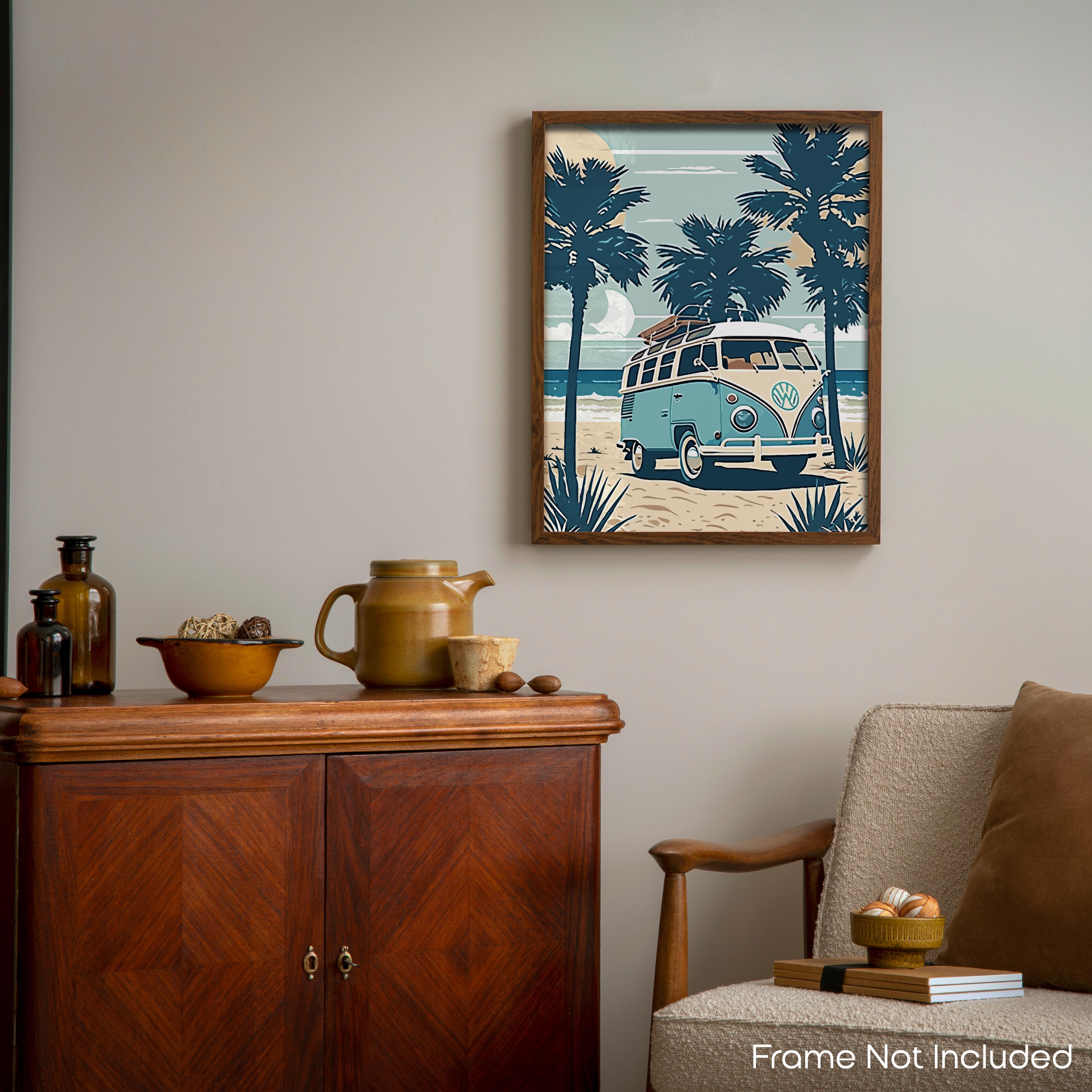 Blue VW Van - Volkswagen Poster