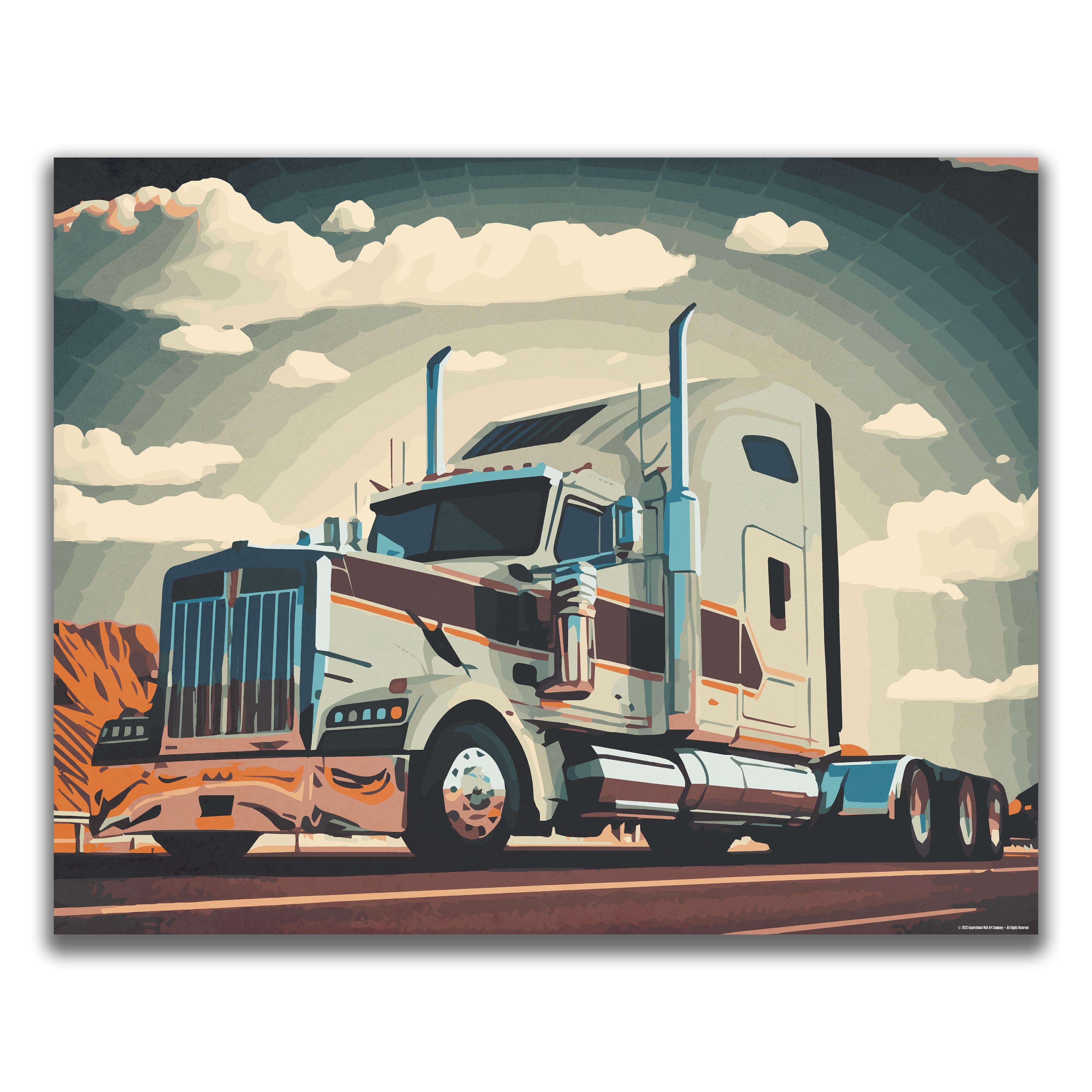 Open Roads - Semi Truck Poster