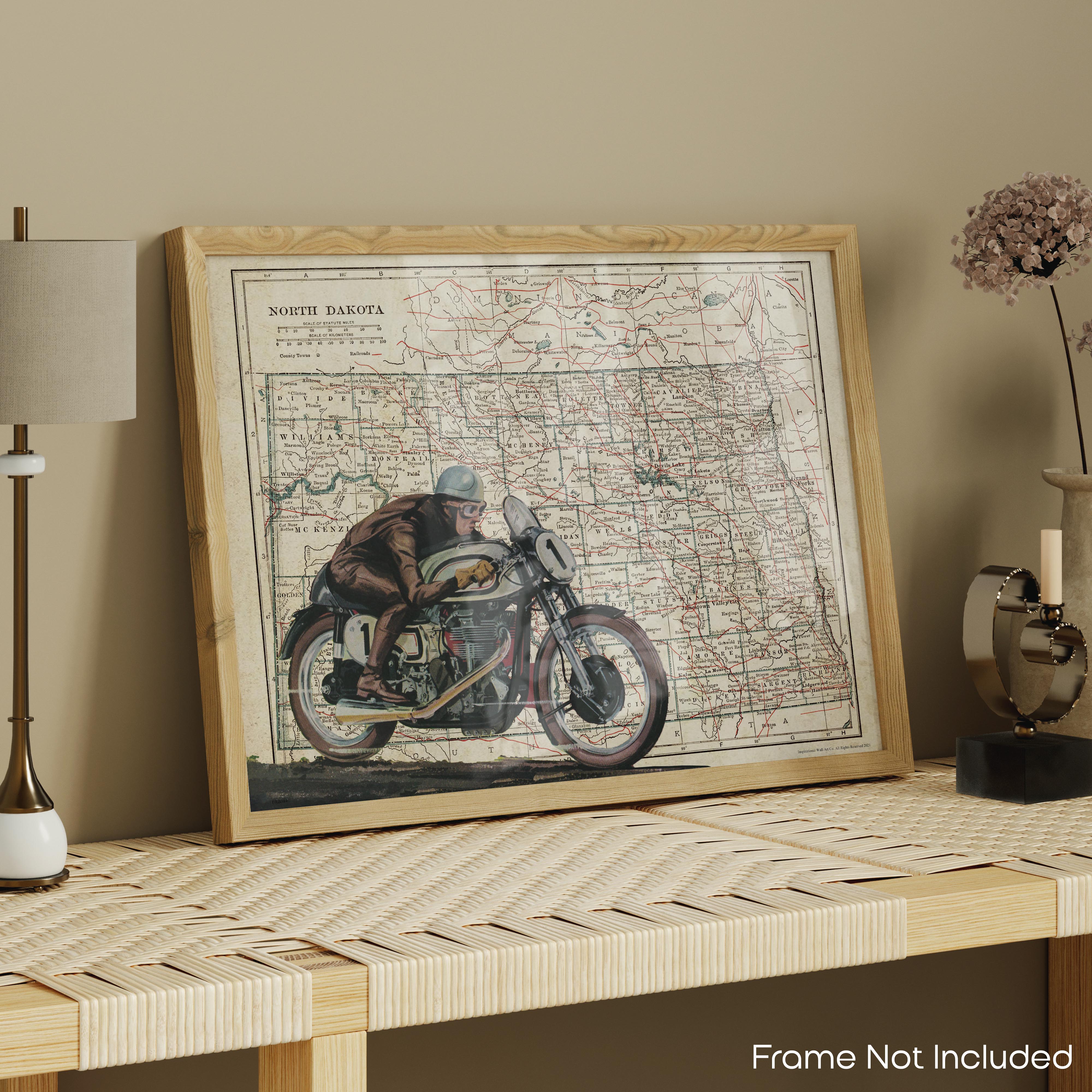 North Dakota - Motorcycle Poster