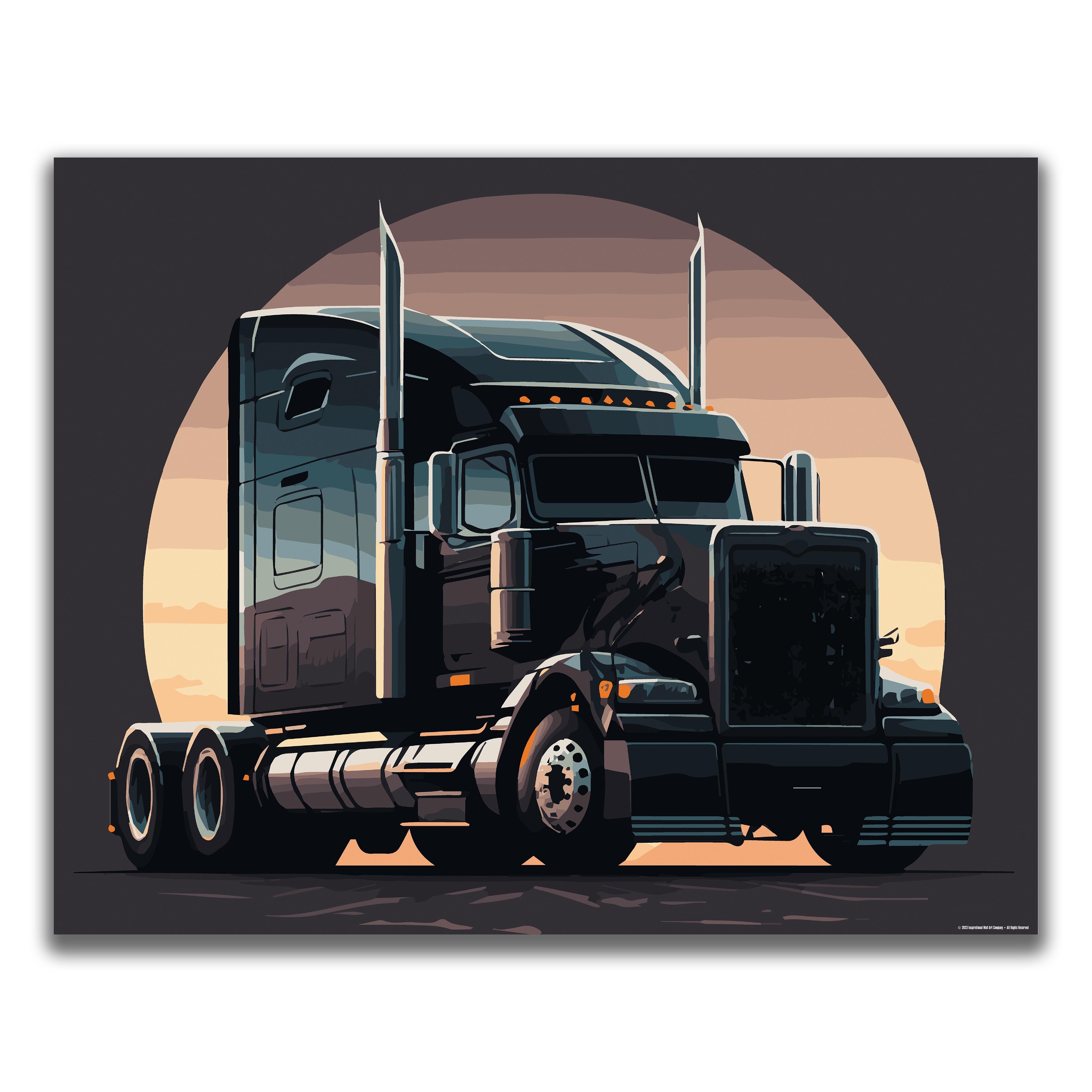 Black - Semi Truck Poster