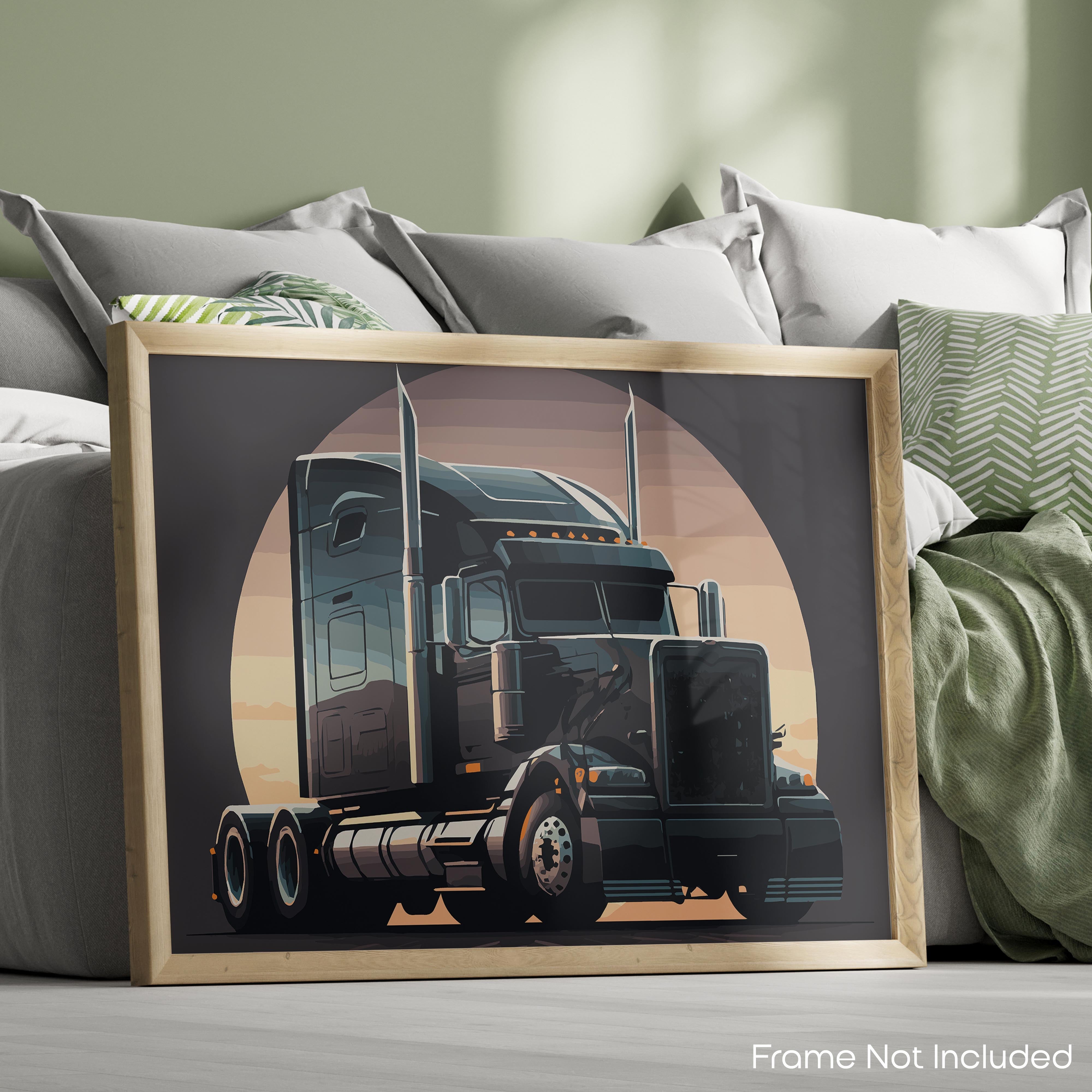 Black - Semi Truck Poster