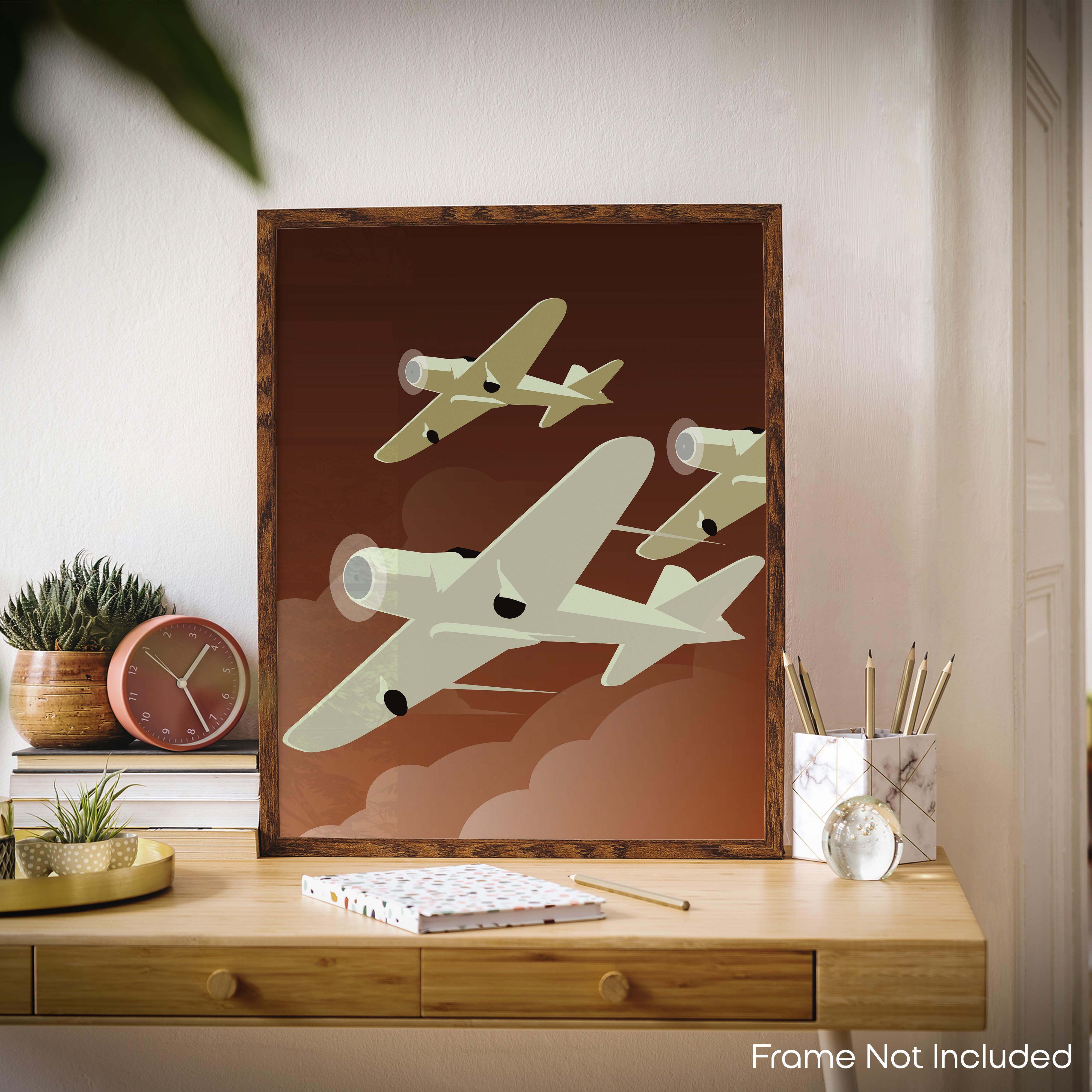 Red Sky - Airplane Poster