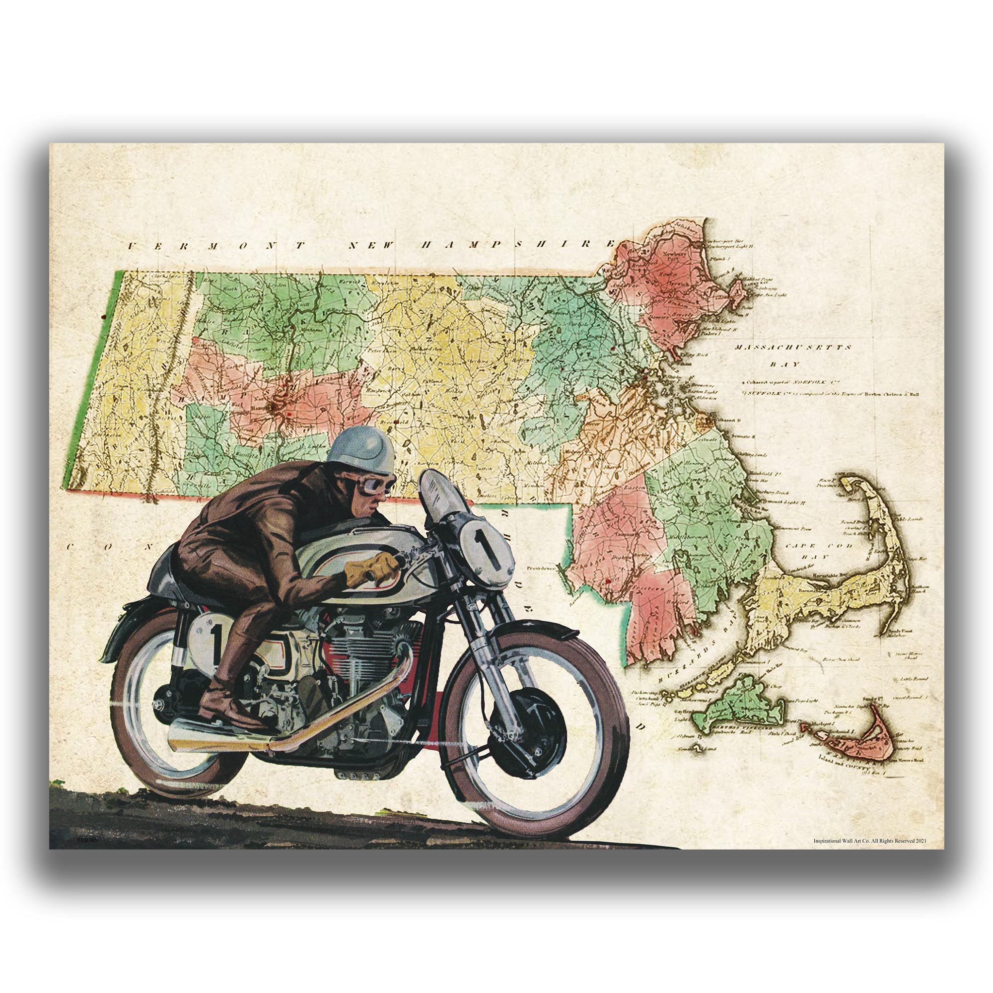 Massachusetts - Motorcycle Poster