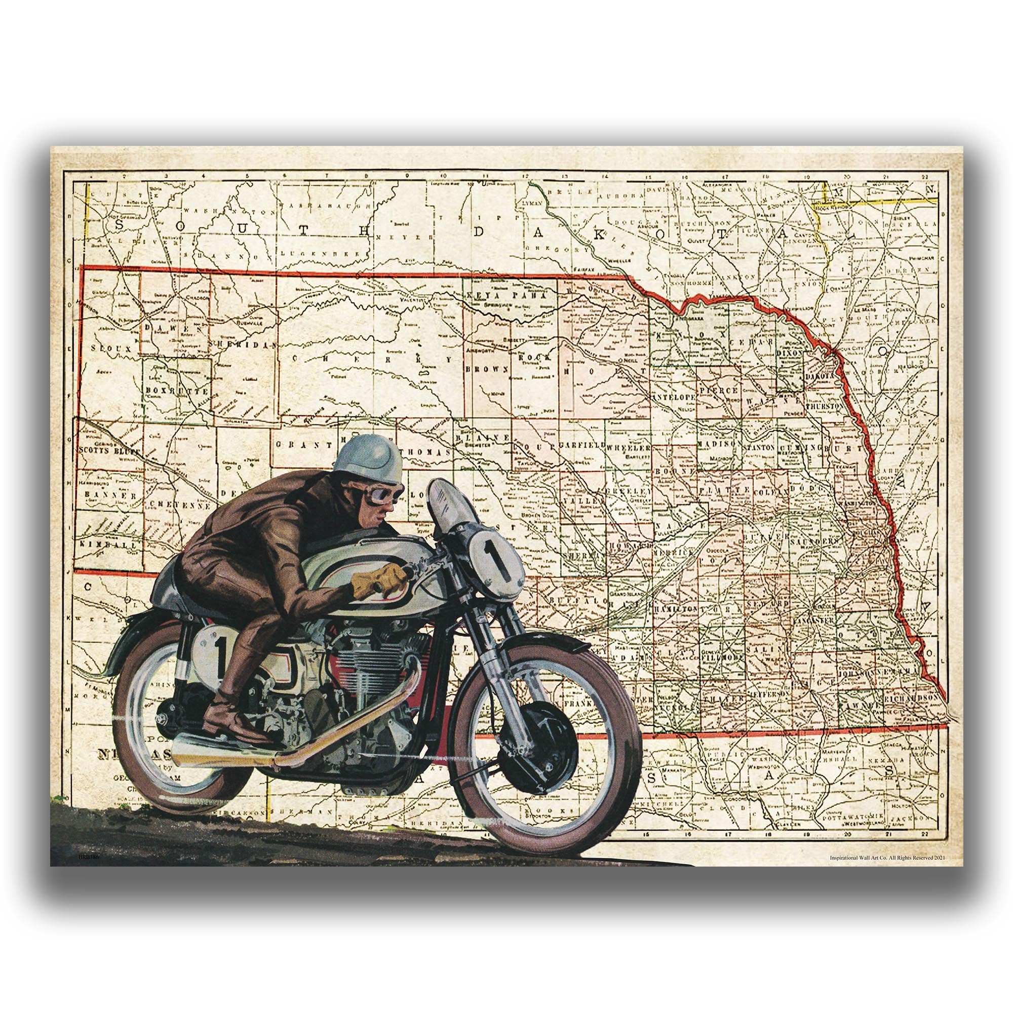 Nebraska - Motorcycle Poster