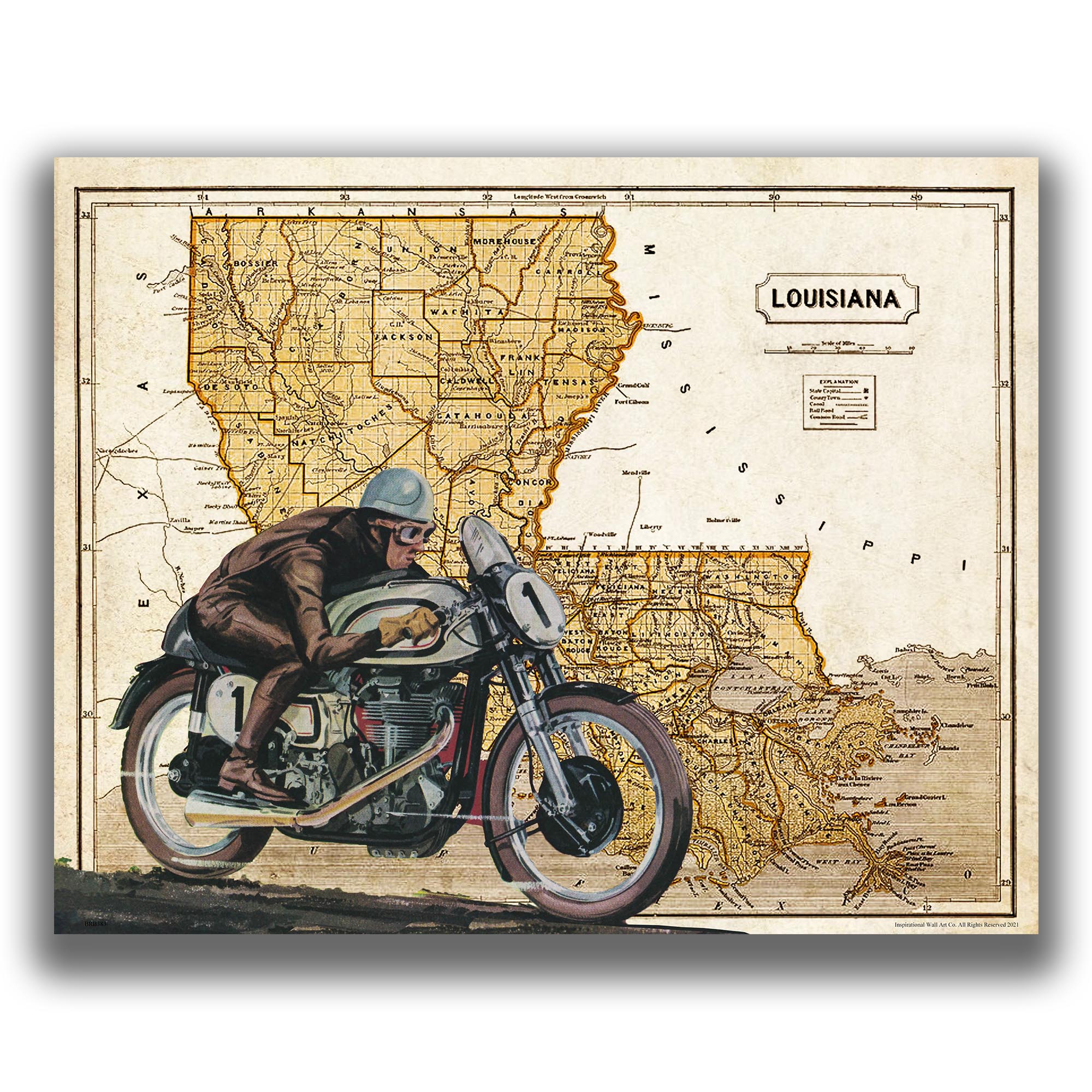 Louisiana - Motorcycle Poster