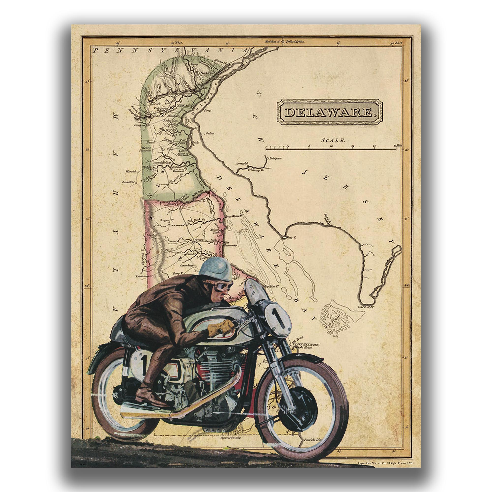Delaware - Motorcycle Poster