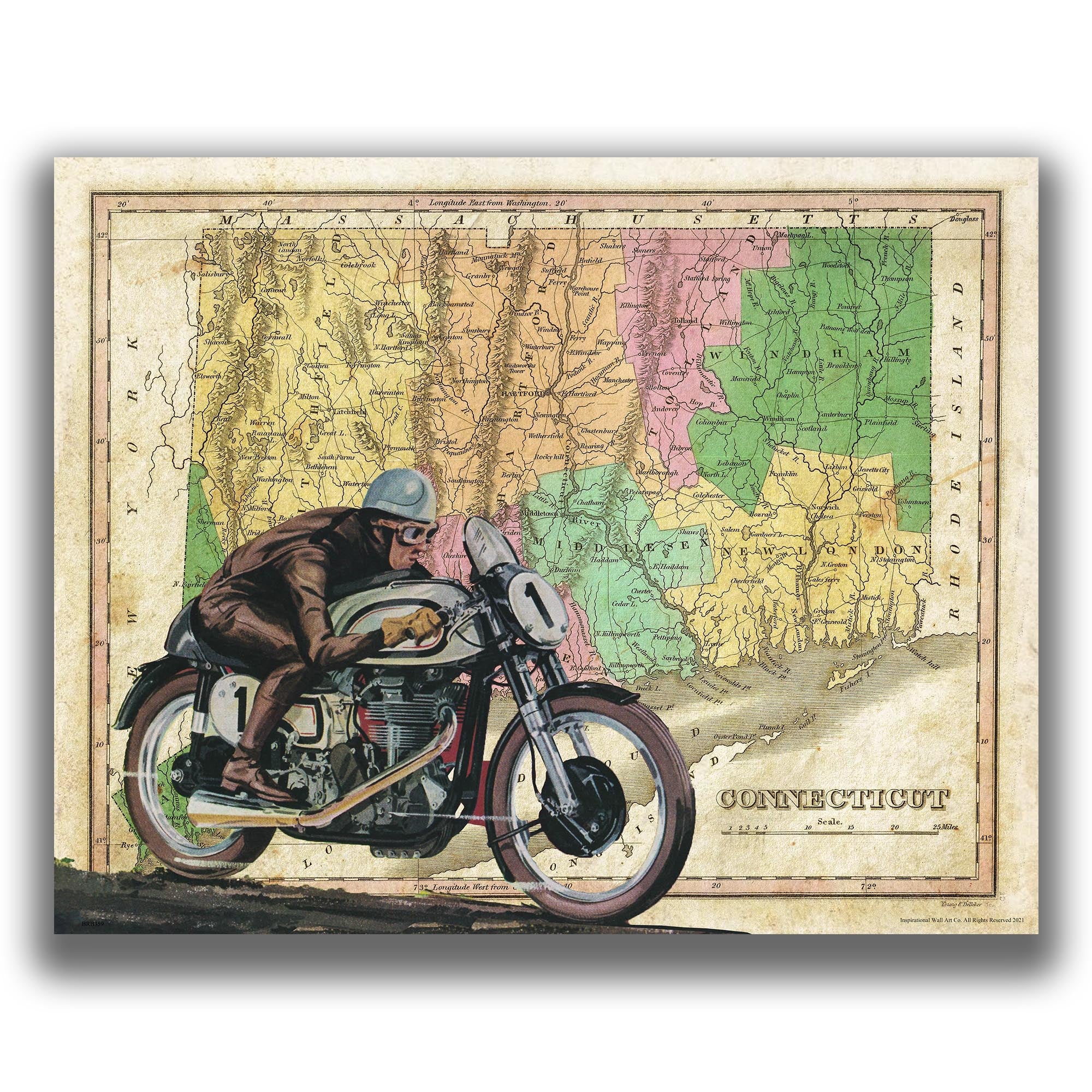 Connecticut - Motorcycle Poster
