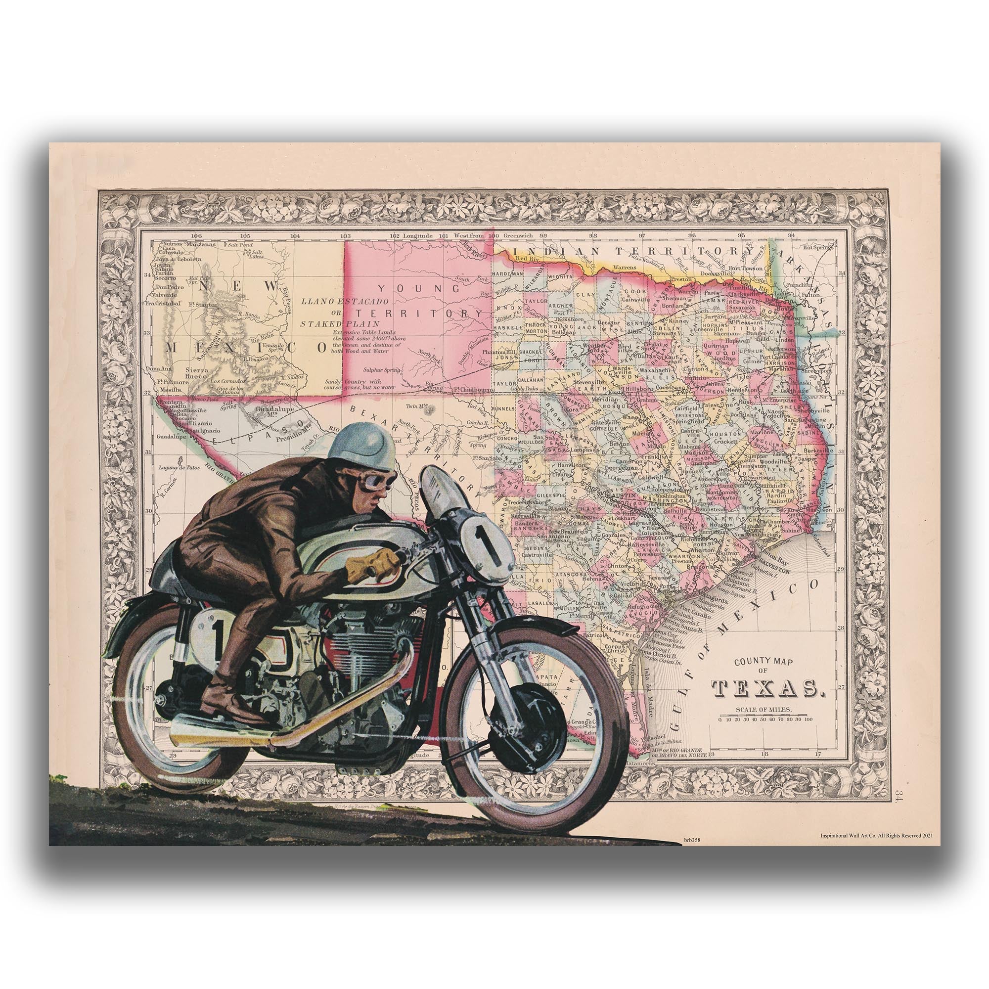 Texas - Motorcycle Poster