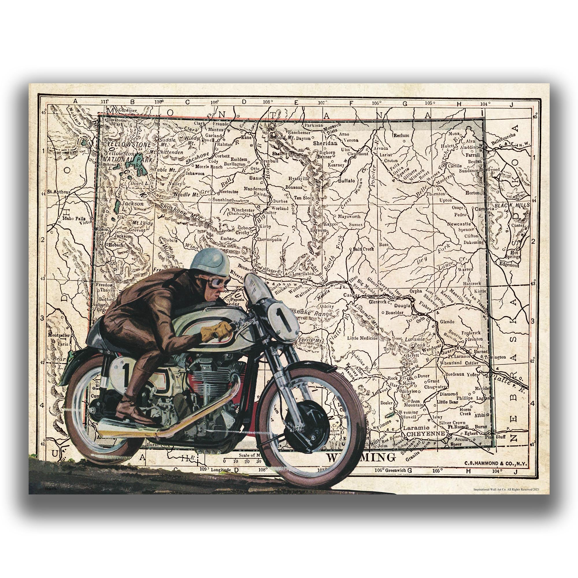 Wyoming - Motorcycle Poster
