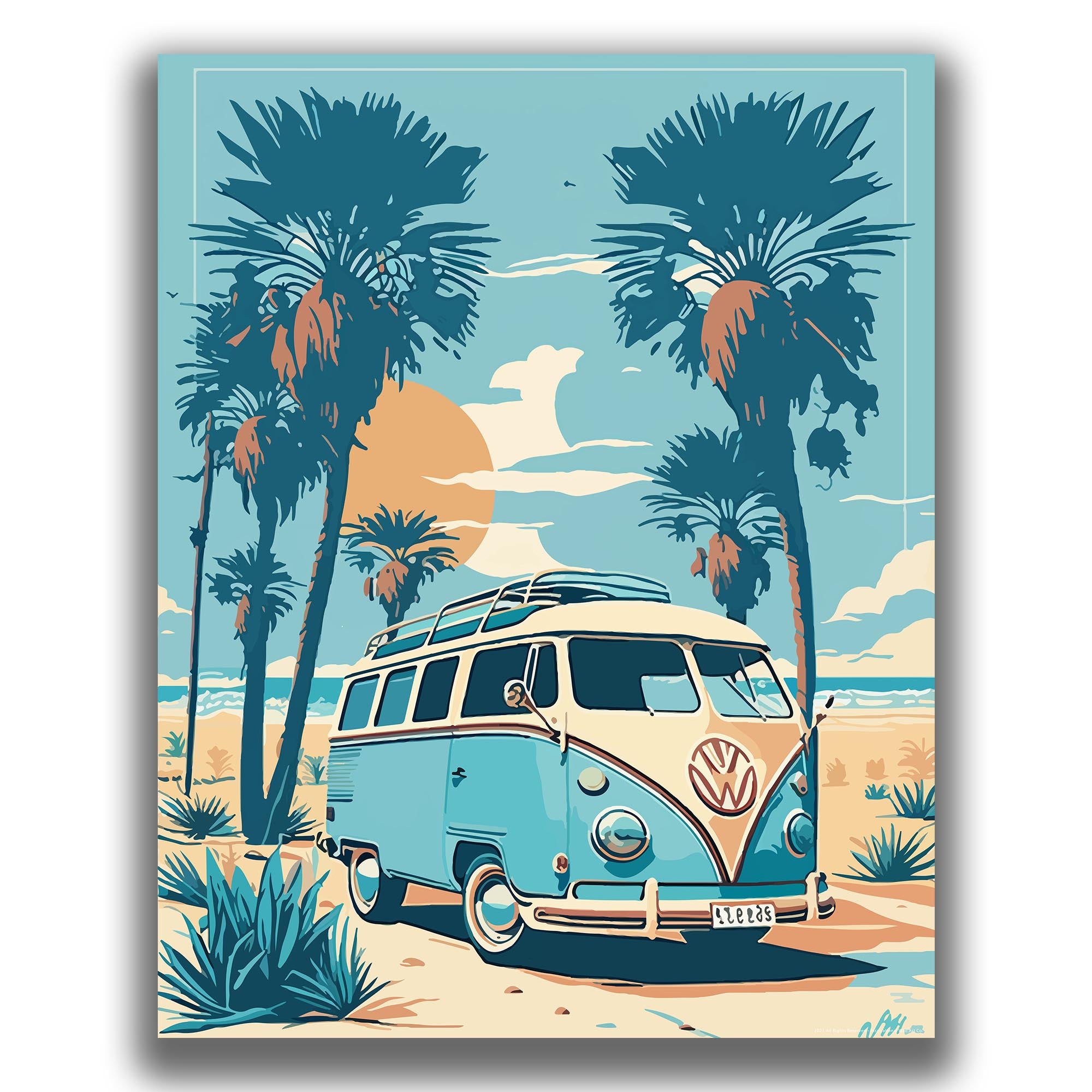 Blue Palm Trees - Volkswagen Poster