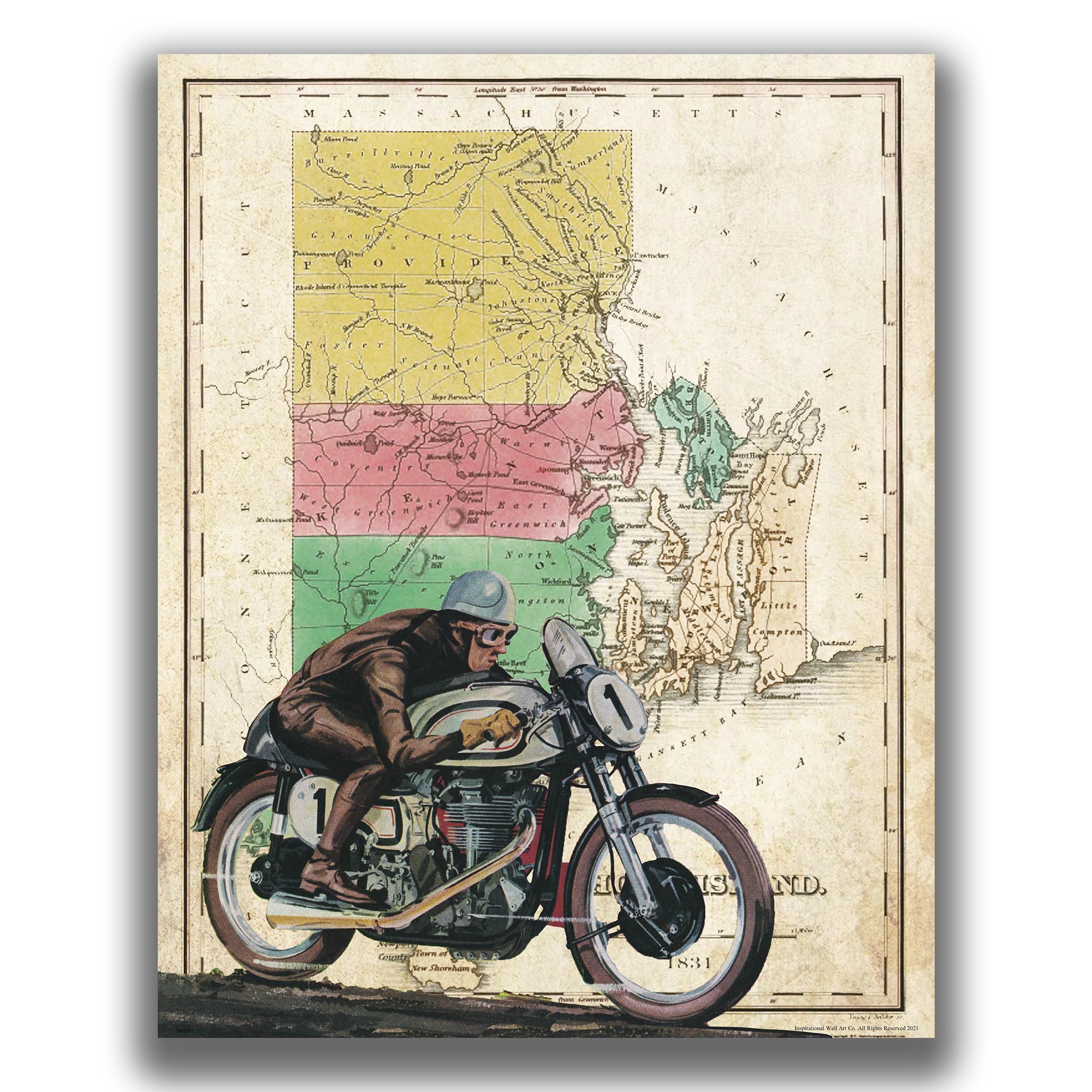 Rhode Island - Motorcycle Poster