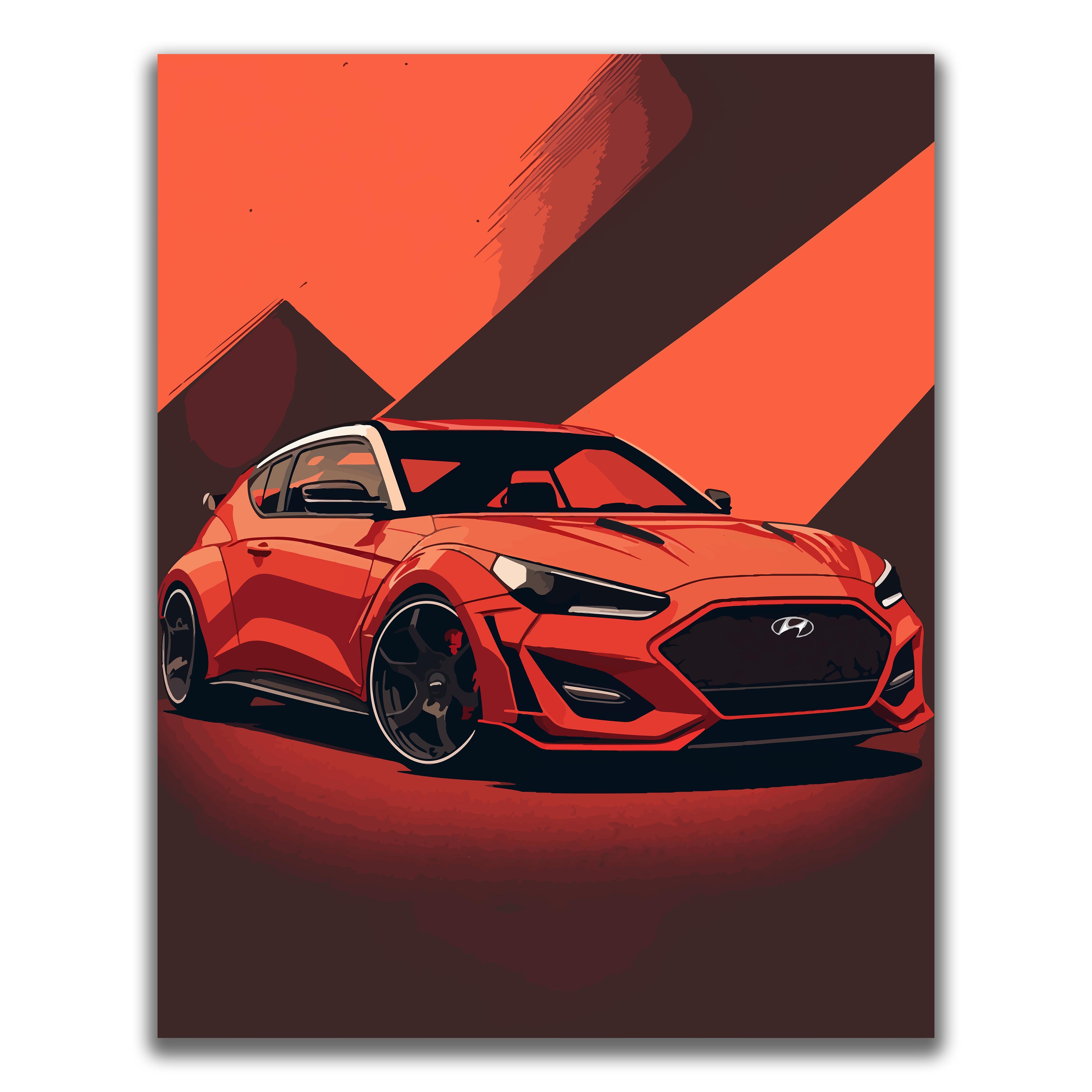 Red Abstract - Car Poster